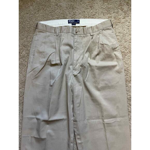 Polo by Ralph Lauren Hammond Pleated Chino Trouser Pants Beige Men's Size 36x34 - Picture 3 of 7